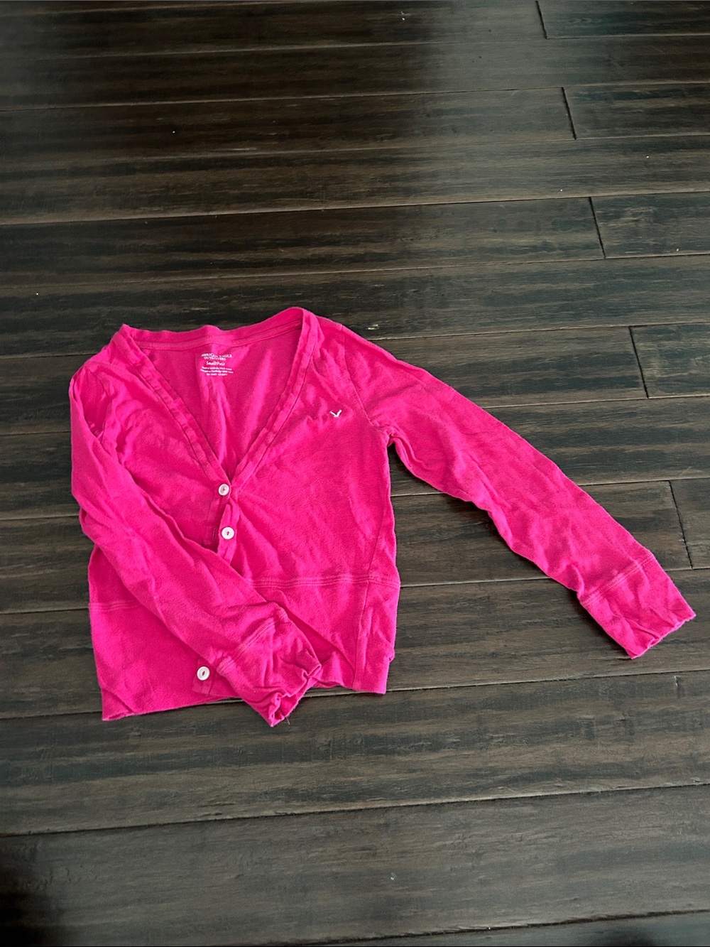 American Eagle Outfitters Bright Pink Button-Front Crop Cardigan